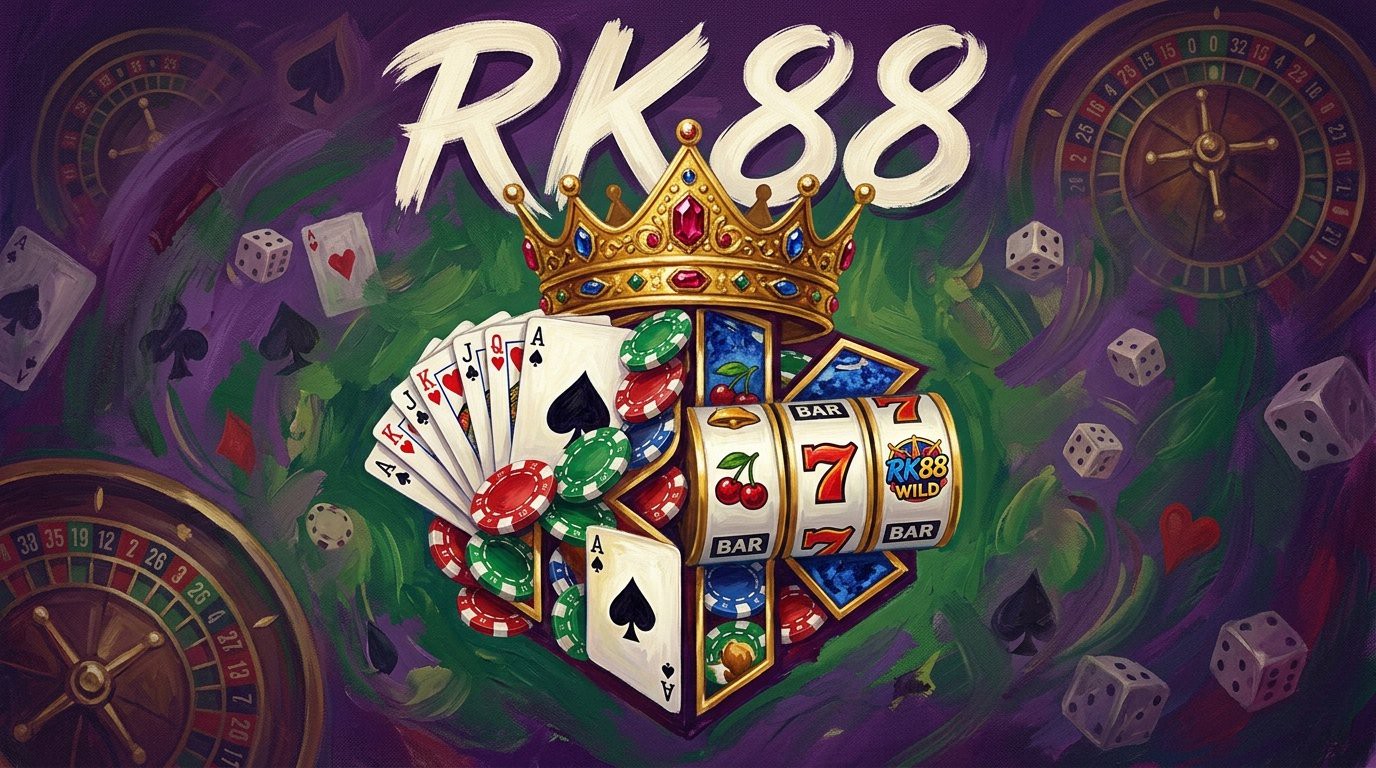 Tampilan antarmuka Wild Ace di RK88 dengan nuansa gemerlap dan simbol kartu